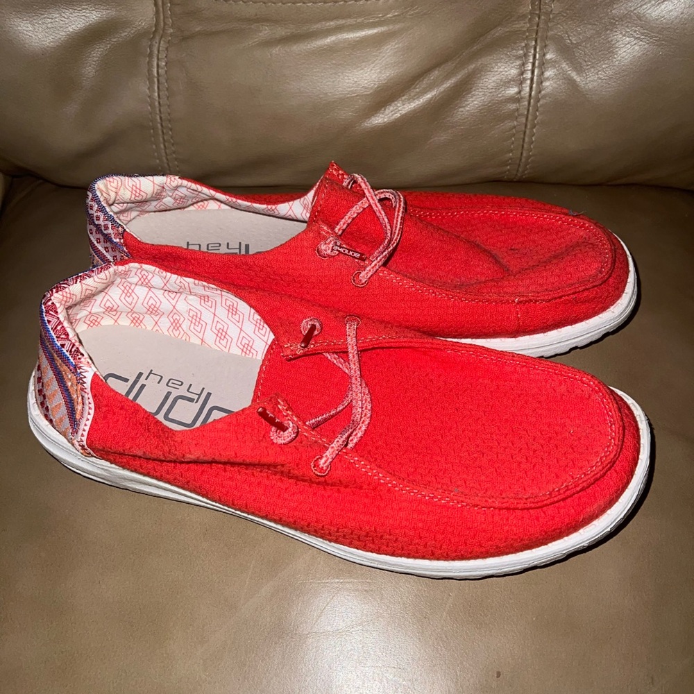 Hey Dude Vibrant Red Loafers